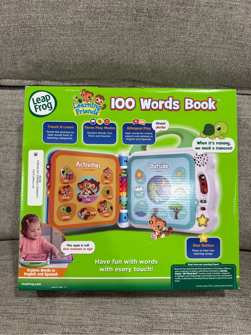 LeapFrog Learning Friends 100 Words Book Bilingual English Spanish New in box